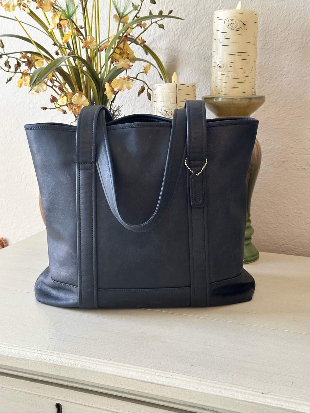 Coach “Madison Hampton” Navy Blue XL Shopper Tote-VINTAGE RESTORED